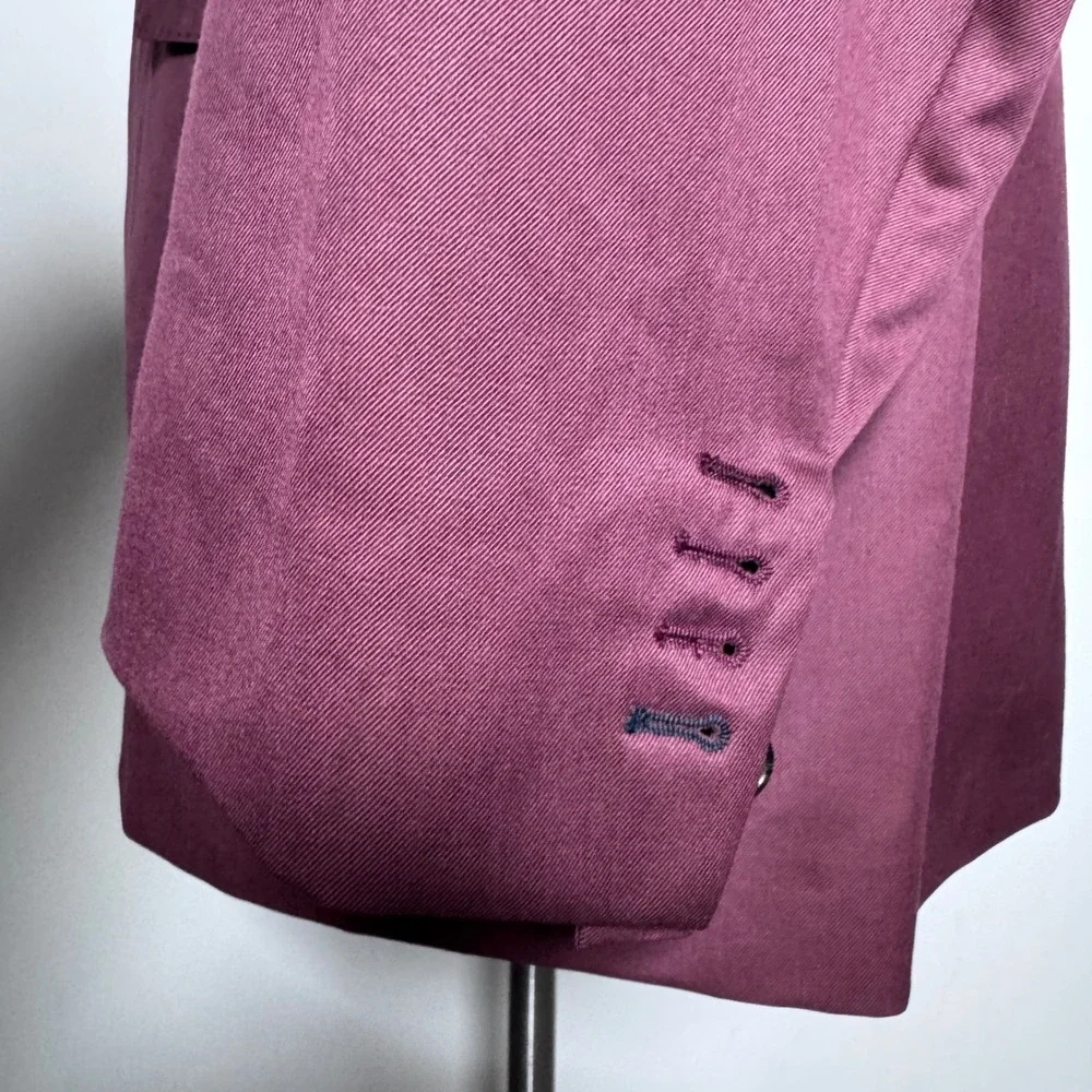 Tom James Blazer Mens 46L Burgundy Solid Twill‎ Executive Collection Sport Coat